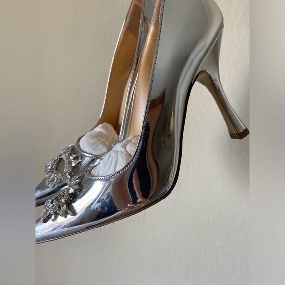 Nalebe Lirum By Amina Means Mirror Silver Pumps Crystals Size 7 - Picture 12 of 15